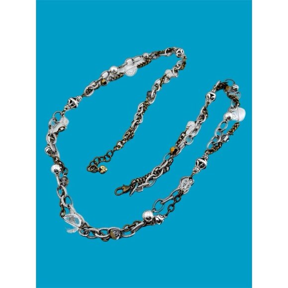 Brighton Metal Play Silver Brass Crystal Necklace - Picture 4 of 5